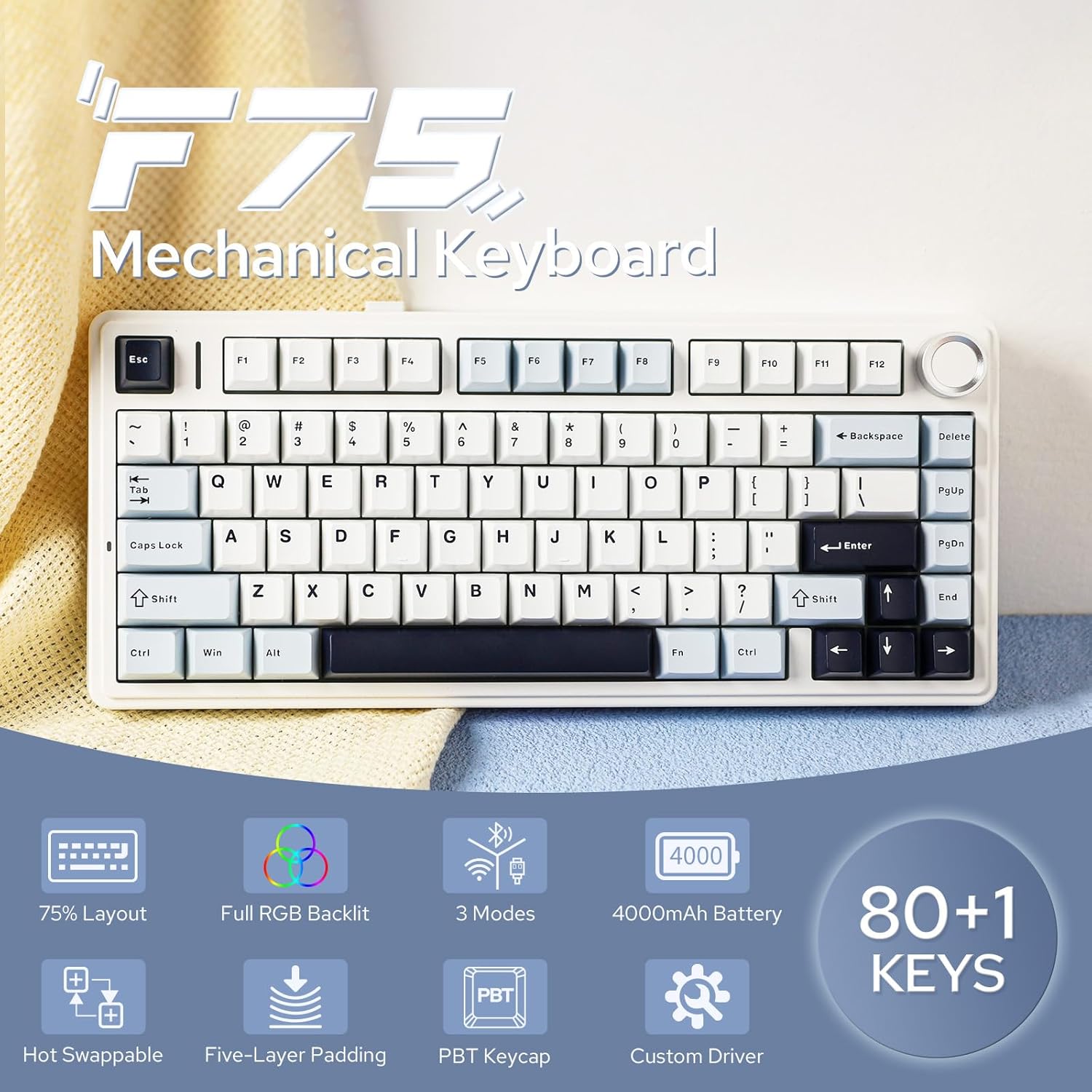 Teclado Mecânico Aula F75 75%  - Gaming Keyboard Mini avaliação e preço